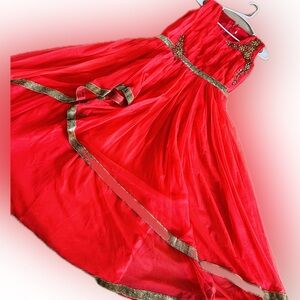 Beautiful Light Red Fabric FlowerGirl Party Cocktail Girls Dress Size 9T-10T